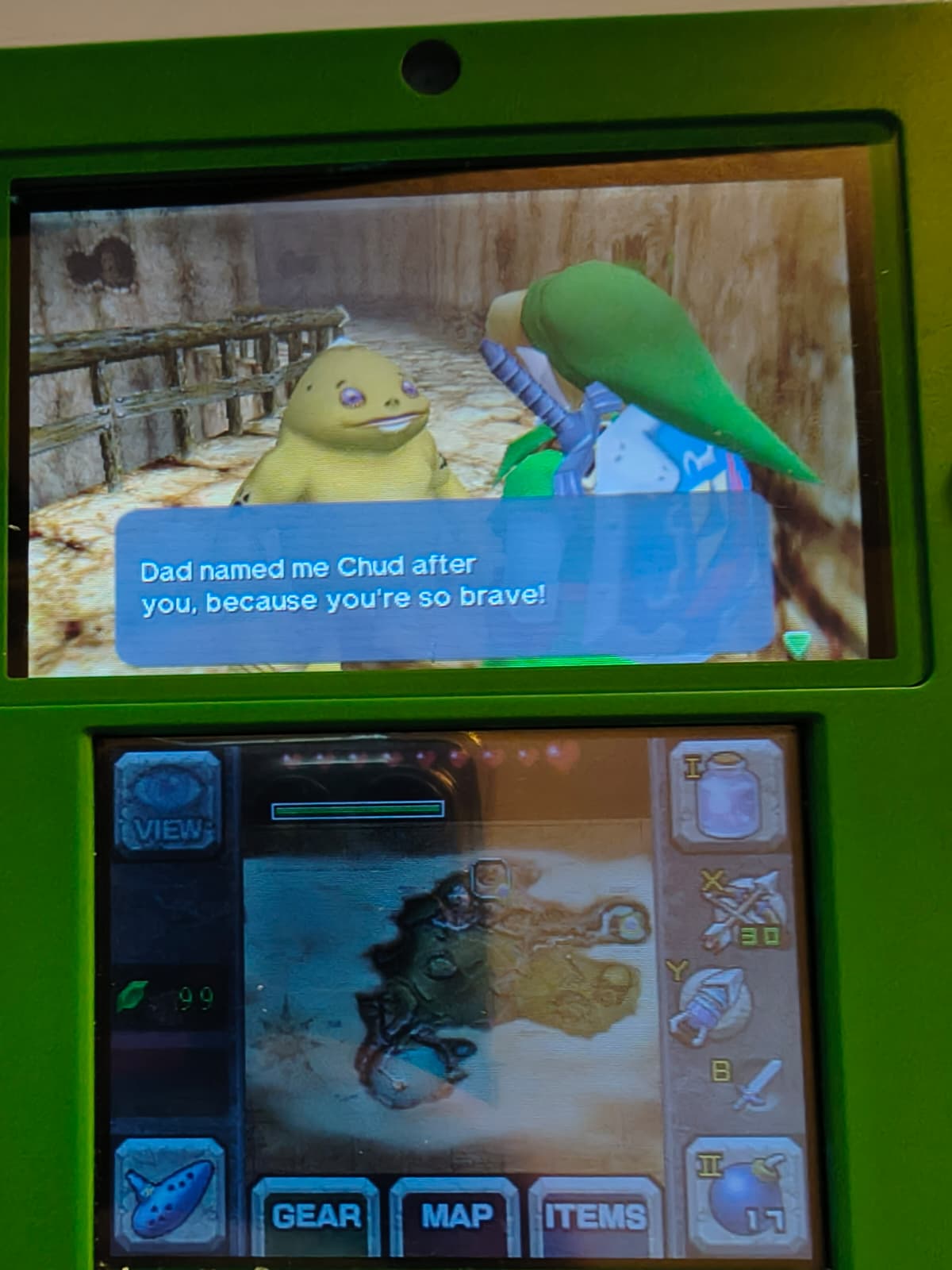 screencap of a two characters talking from legend of zelda 