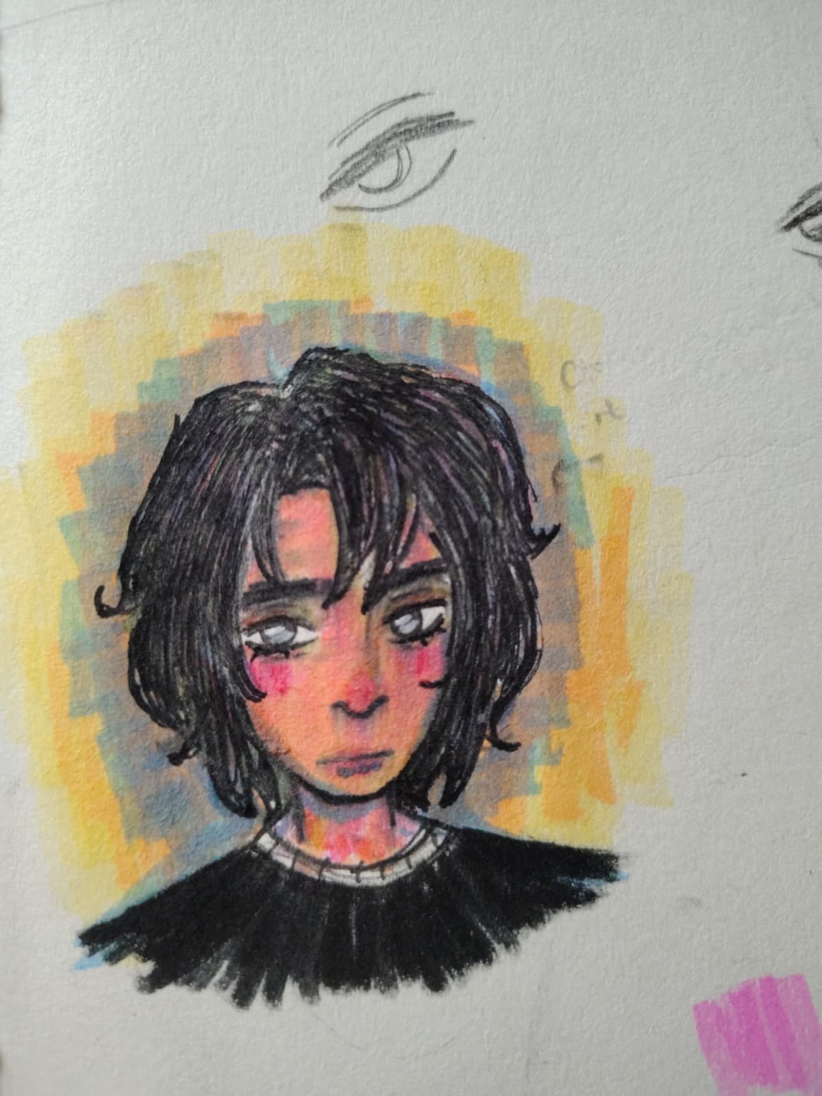 doodle of a guy made my highlighters